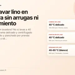 Guía para lavar lino en lavadora sin arrugas ni encogimiento. Aprende cómo encoger el lino correctamente con programas delicados y centrifugado bajo.