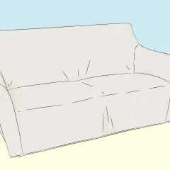 Ilustración de un sofá blanco con líneas que sugieren patrones para hacer una funda de sofá.