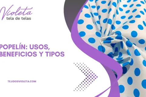 Tela popelín: usos, beneficios y tipos. Descubre la versatilidad de este tejido con un diseño de lunares azules sobre blanco.