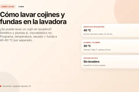 Guía para saber cómo lavar cojines de espuma en lavadora. Sintéticos y plumas sí, viscoelásticos no.