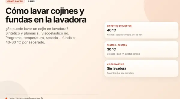 Guía para saber cómo lavar cojines de espuma en lavadora. Sintéticos y plumas sí, viscoelásticos no.
