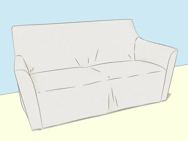 Ilustración de un sofá blanco con líneas que sugieren patrones para hacer una funda de sofá.